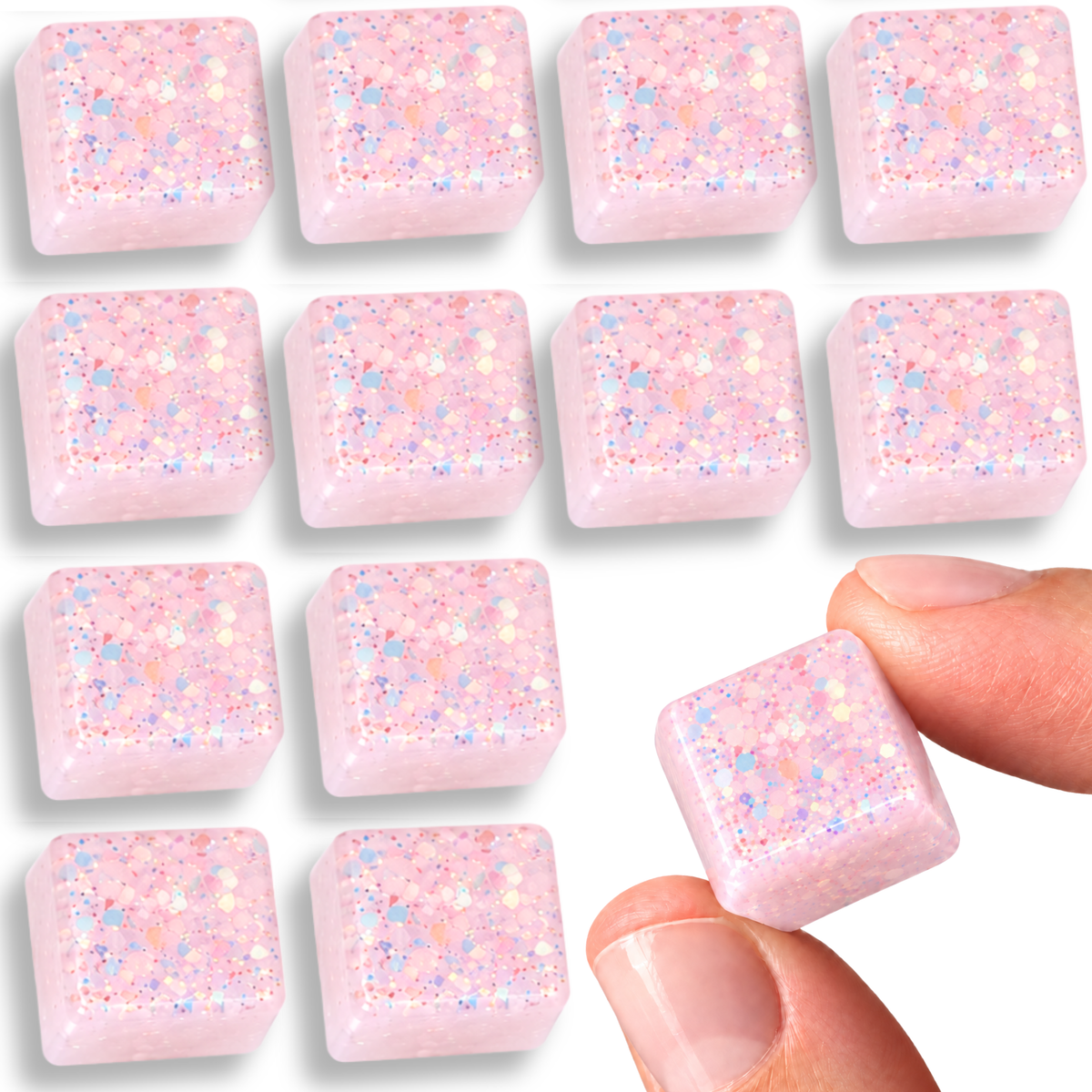 Glitter Pink Chunky Cube Fridge & Locker Magnets