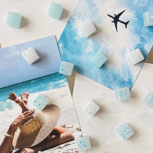 Glittery Blue Chunky Cube Fridge & Locker Magnets