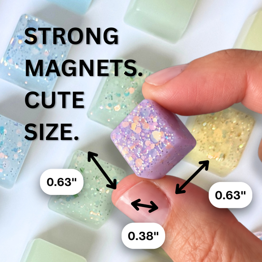 Glitter Rainbow Colored Chunky Cube Fridge & Locker Magnets