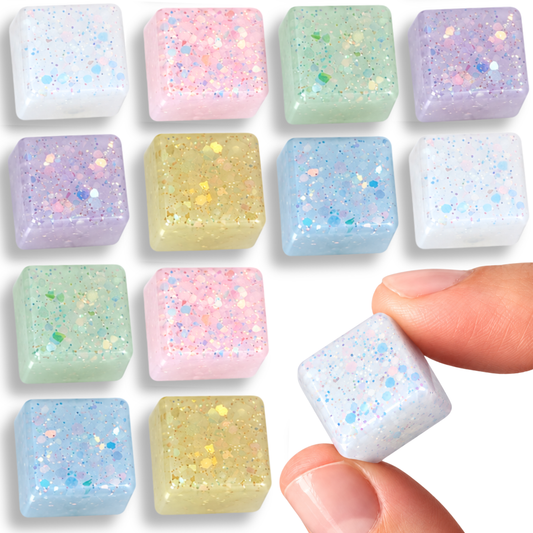 Glitter Rainbow Colored Chunky Cube Fridge & Locker Magnets