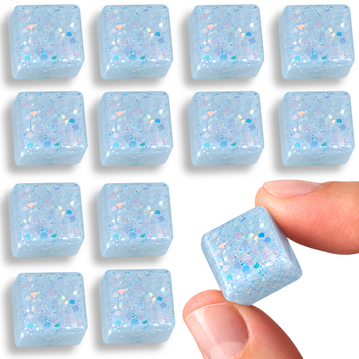 Glittery Blue Chunky Cube Fridge & Locker Magnets