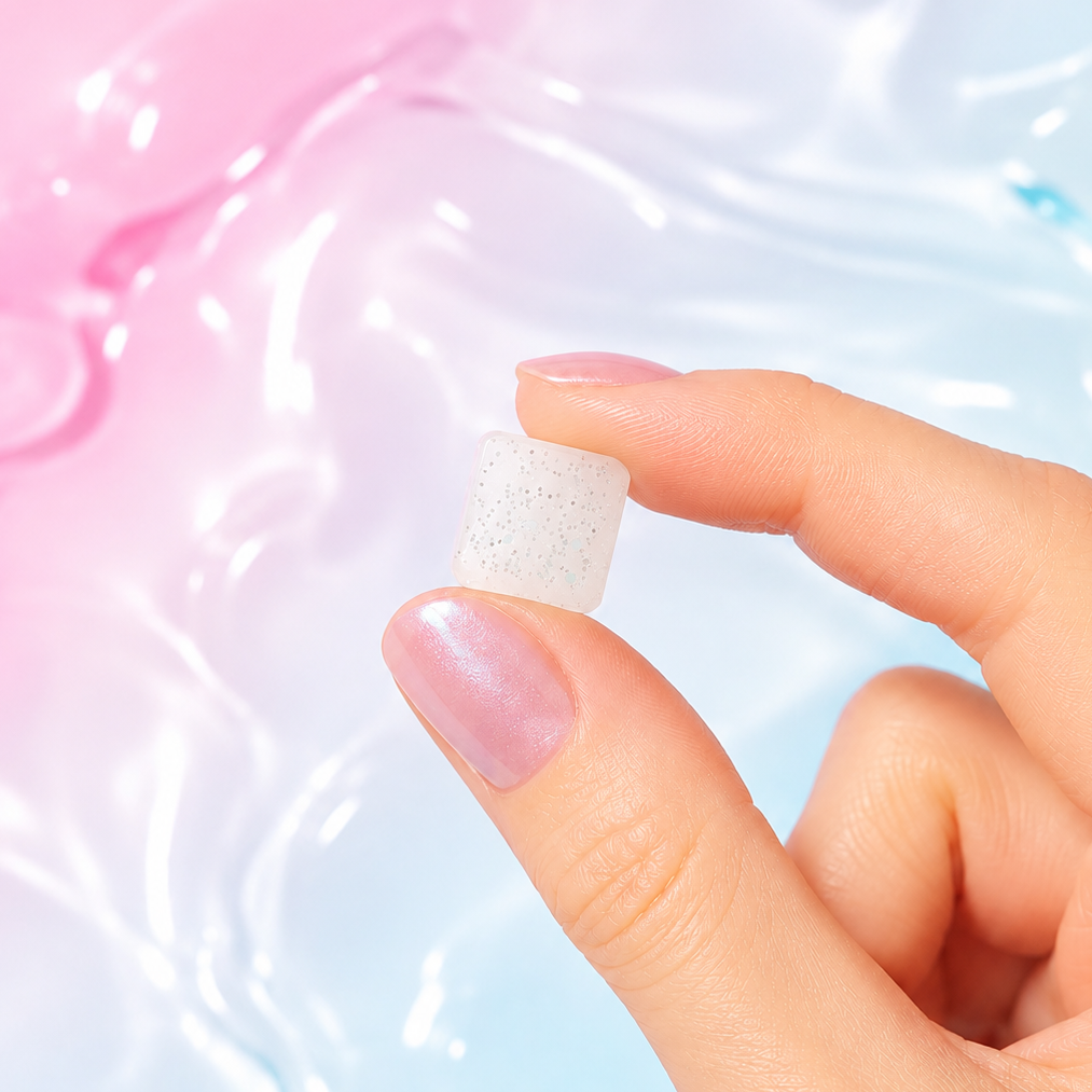 Glitter Milky White Chunky Cube Fridge & Locker Magnets